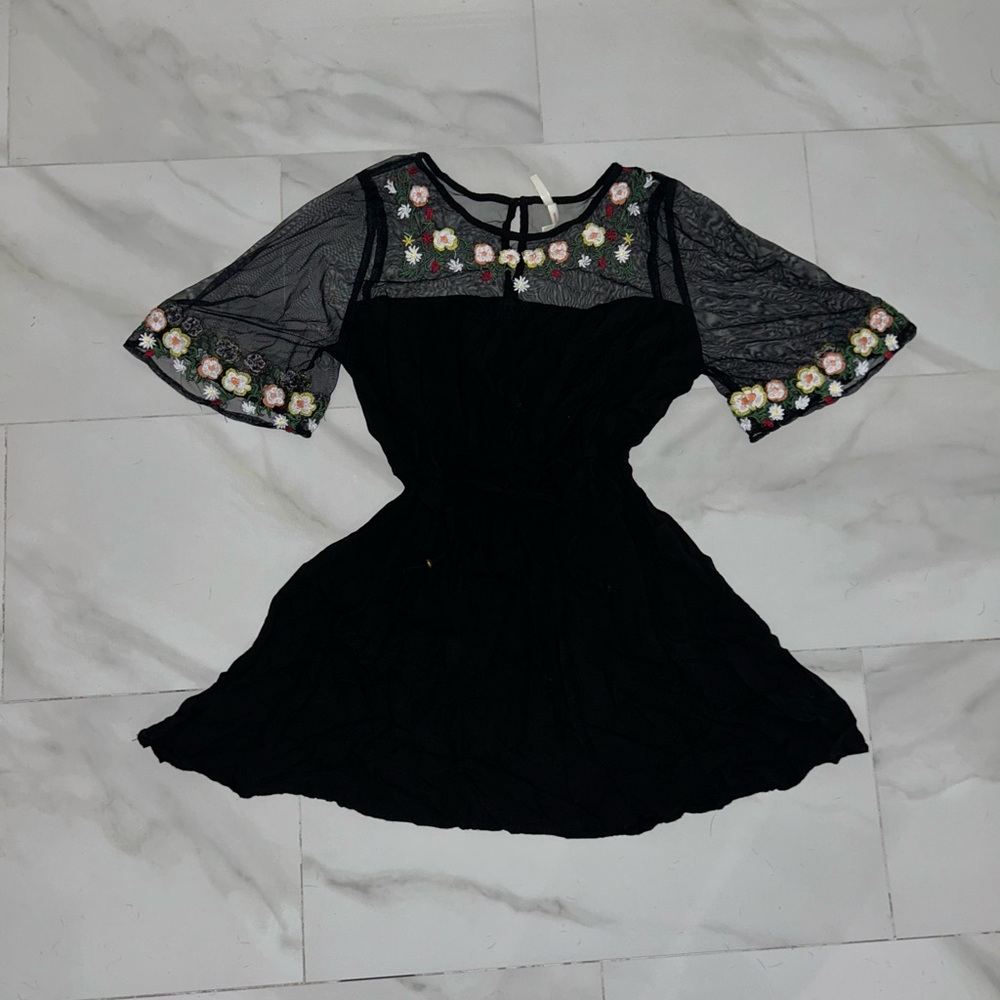 True Destiny Black and White Embellished Fit and Flare Dress